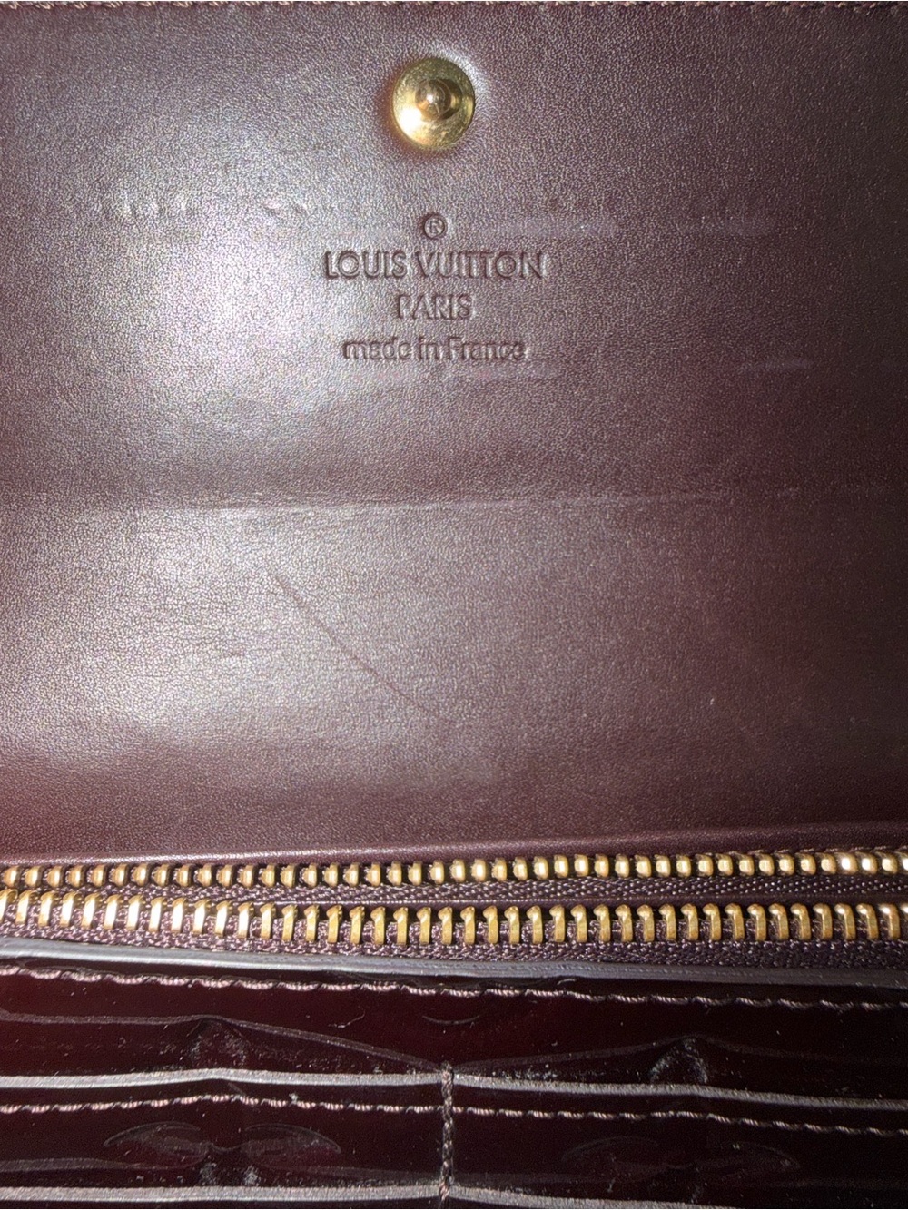 Louis Vuitton Vernis Sarah Wallet Burgundy Patent Leather Monogram Box Dust Bag - Picture 14 of 14